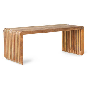HKLiving Banc à lattes en teck étroit