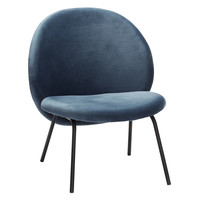 Lounge stoel blauw velours TOONZAALMODEL