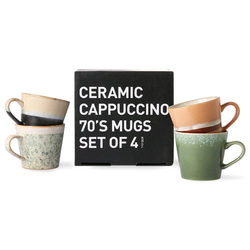 HKLiving 70's cappuccino mokken Virgo - set van 4 (6864)