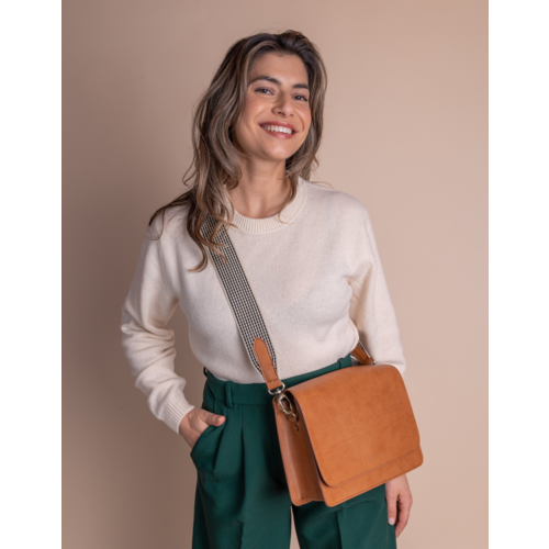 O My Bag Audrey handtas met 2 riemen - vegan appel leder cognac