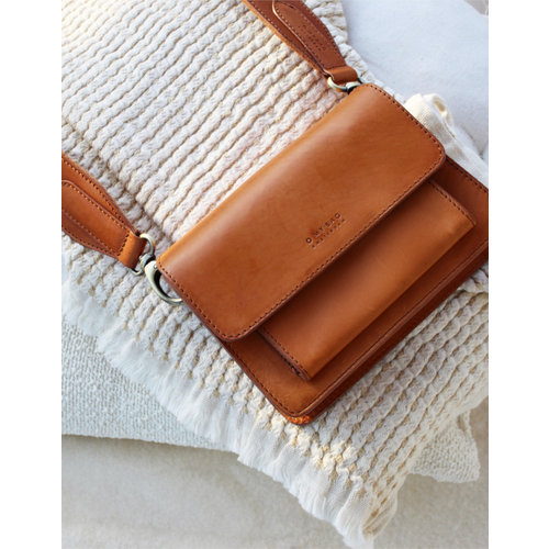 O My Bag Harper mini handtas met 2 riemen - klassiek leder cognac