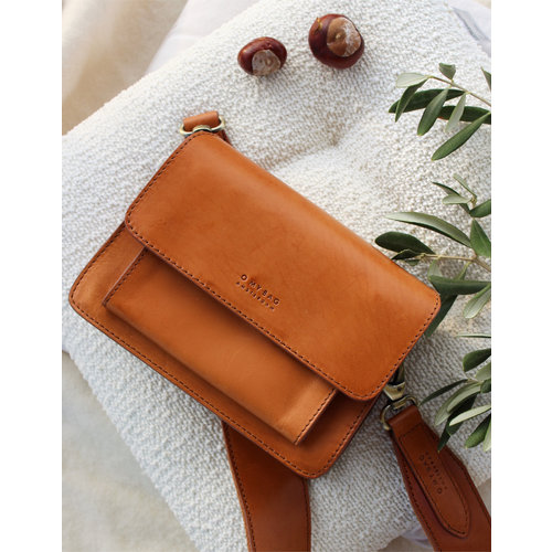 O My Bag Harper mini handtas met 2 riemen - klassiek leder cognac