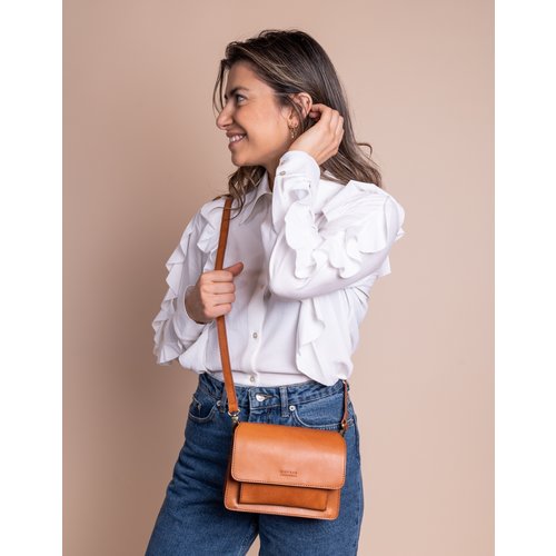 O My Bag Harper mini handtas met 2 riemen - klassiek leder cognac