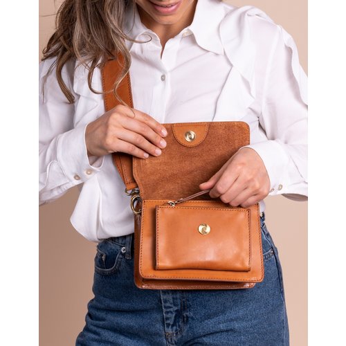 O My Bag Harper mini handtas met 2 riemen - klassiek leder cognac