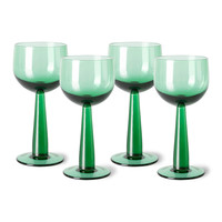 The emeralds : wijnglas hoog varengroen - set van 4