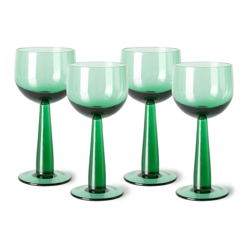 HK Living The emeralds : wijnglas hoog varengroen - set van 4