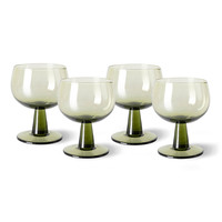 The emeralds : wijnglas laag olijfgroen - set van 4