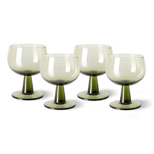 HKLiving The emeralds : verre à vin bas vert olive - lot de 4 HKLiving The emeralds : verre à vin bas vert olive - lot de 4