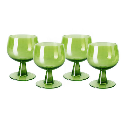 HKLiving The emeralds : wijnglas laag limoengroen - set van 4