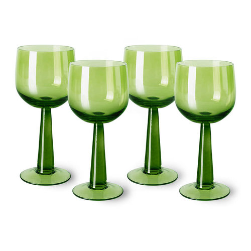 HKLiving The emeralds : wijnglas hoog limoengroen - set van 4