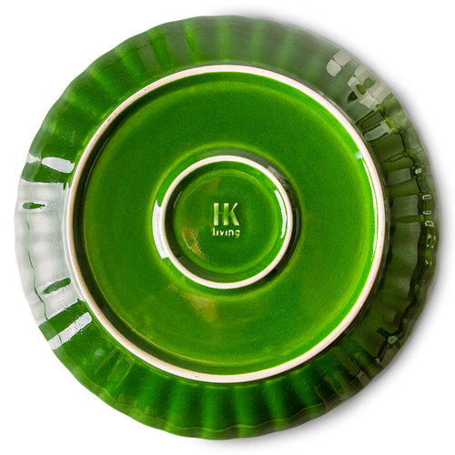 HKLiving The emeralds : dessertbord geribbeld groen - set van 2