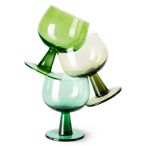 HKLiving The emeralds : wijnglas laag limoengroen - set van 4