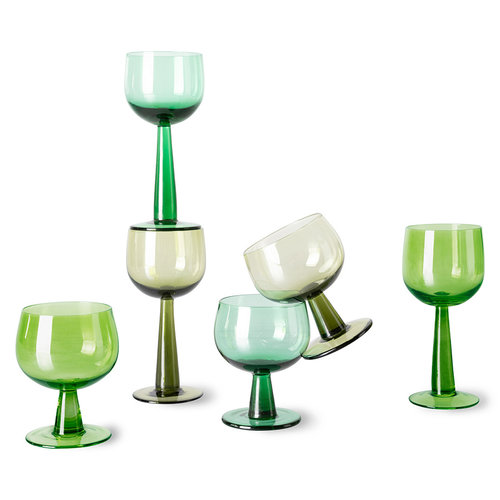 HKLiving The emeralds : wijnglas laag limoengroen - set van 4