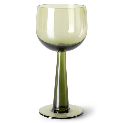 HKLiving The emeralds : wijnglas hoog olijfgroen - set van 4