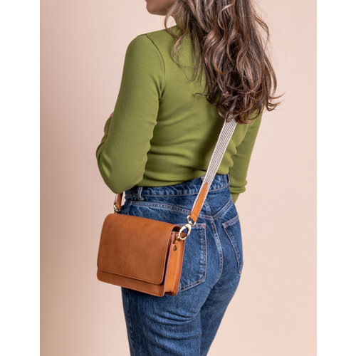 O My Bag Audrey mini handtas met 2 riemen - vegan appel leder cognac