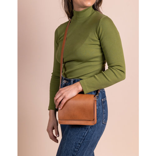 O My Bag Audrey mini handtas met 2 riemen - vegan appel leder cognac