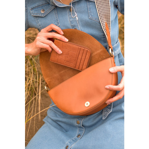 O My Bag Laura handtas met 2 riemen - klassiek leder cognac