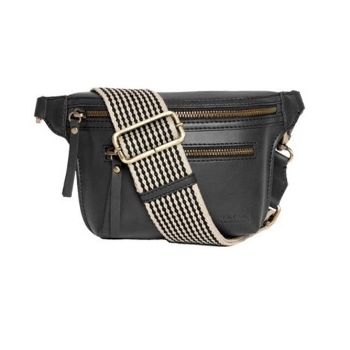 O My Bag Beck's bum bag met checkered riem - appel leder zwart