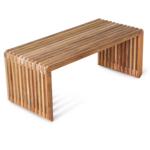 HKLiving Bank met latjes teak smal