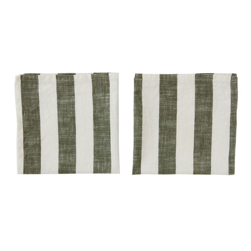 OYOY Living Design Gestreepte servetten olijf - set van 2 OYOY Living Design Gestreepte servetten olijf - set van 2