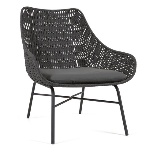 Kave Home Abeli loungestoel zwart touw Kave Home Abeli loungestoel zwart touw