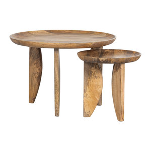 vtwonen High heels table d'appoint en bois de manguier - lot de 2