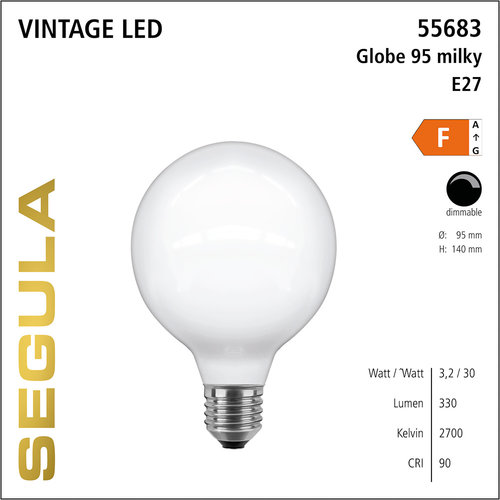 Segula Ledlamp globe 95 milky - 330 lm