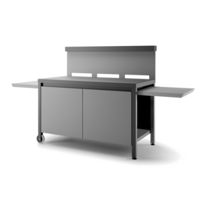 Forge Adour Table roulante Credenza noir/gris avec portes et tables latérales