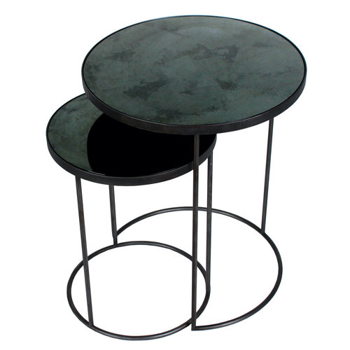 Ethnicraft Nesting bijzettafels charcoal set van 2 - TOONZAALMODEL Ethnicraft Nesting bijzettafels charcoal set van 2 - TOONZAALMODEL