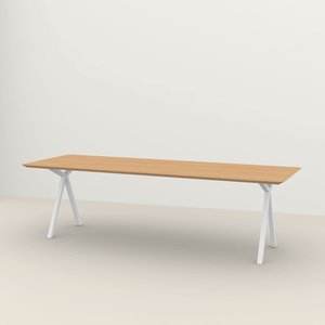 Studio Henk Table à manger rectangulaire pied Slim X en chêne hardwax light 260 x 100