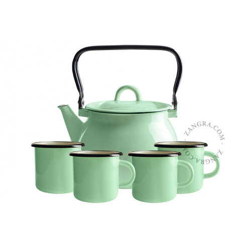 Zangra Koffieset munt - koffiekan met 4 bekers email Zangra Koffieset munt - koffiekan met 4 bekers email