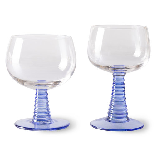 HKLiving Swirl glas laag blauw