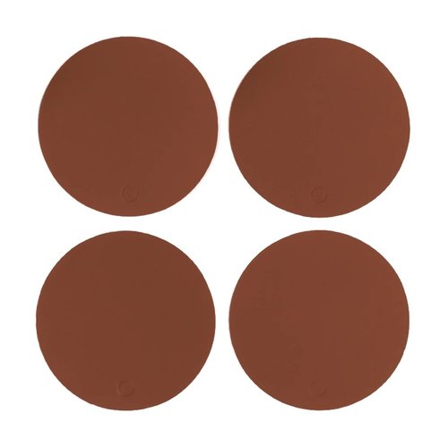 Vacavaliente SRL Ruca onderzetter rond cocoa recycl. leer - set van 4 Vacavaliente SRL Ruca onderzetter rond cocoa recycl. leer - set van 4