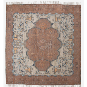 HKLiving Tapis imprimé rouge/bleu carré