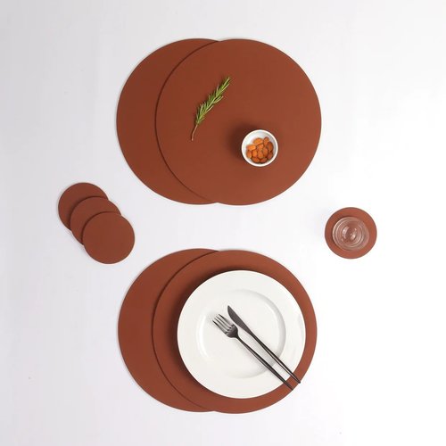 Vacavaliente SRL Ruca placemat rond cocoa recycl. leer