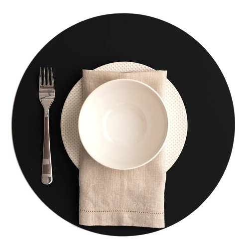 Vacavaliente SRL Ruca placemat rond zwart recycl. leer