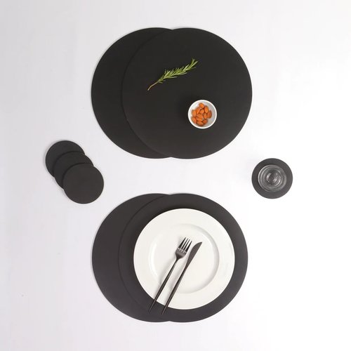 Vacavaliente SRL Ruca placemat rond zwart recycl. leer