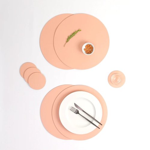 Vacavaliente SRL Ruca placemat rond roze recycl. leer