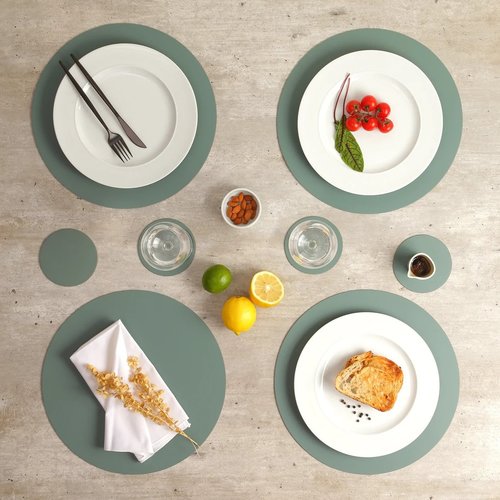 Vacavaliente SRL Ruca placemat rond eucalyptus groen recycl. leer