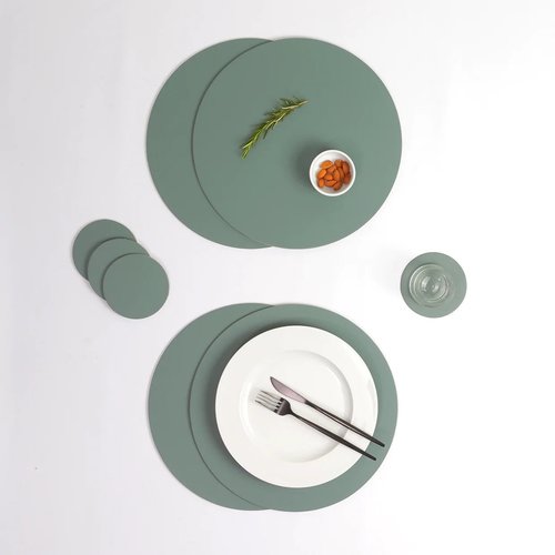 Vacavaliente SRL Ruca placemat rond eucalyptus groen recycl. leer