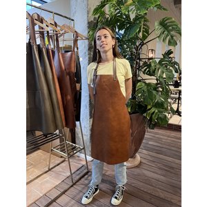 Verstee Leather Crafts Tablier de cuisine en cuir rivet chocolat/cognac