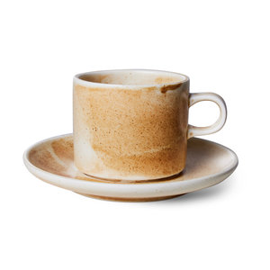 HKLiving Chef ceramics tasse et soucoupe crème/marron rustique HKLiving Chef ceramics tasse et soucoupe crème/marron rustique
