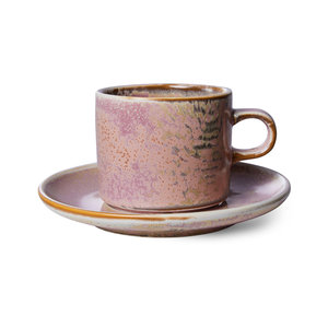 HKLiving Chef ceramics tasse et soucoupe rose rustique HKLiving Chef ceramics tasse et soucoupe rose rustique