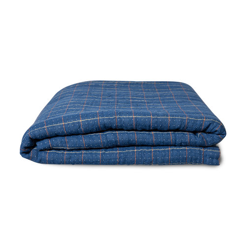 HKLiving Sherpa deken blauw geruit 130 x 170