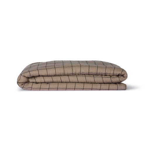 HKLiving Sherpa deken beige geruit 130 x 170