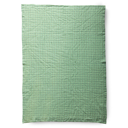 HKLiving Sherpa deken groen geruit 130 x 170