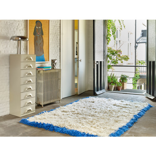 HKLiving Blue corner fluffy tapijt wol 170 x 280