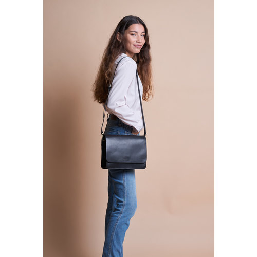 O My Bag Audrey handtas met 2 riemen - klassiek leder zwart