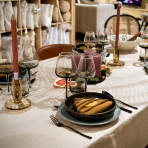 Broste Copenhagen Petra bougeoir en verre indian tan large