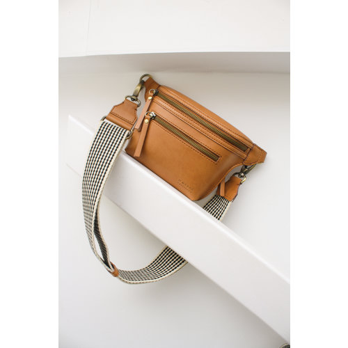 O My Bag Beck's bum bag met checkered riem - appel leder cognac